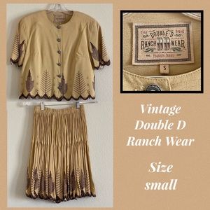 Vintage Double D Ranch Wear RETIRED RARE tan & brown western style skirt set